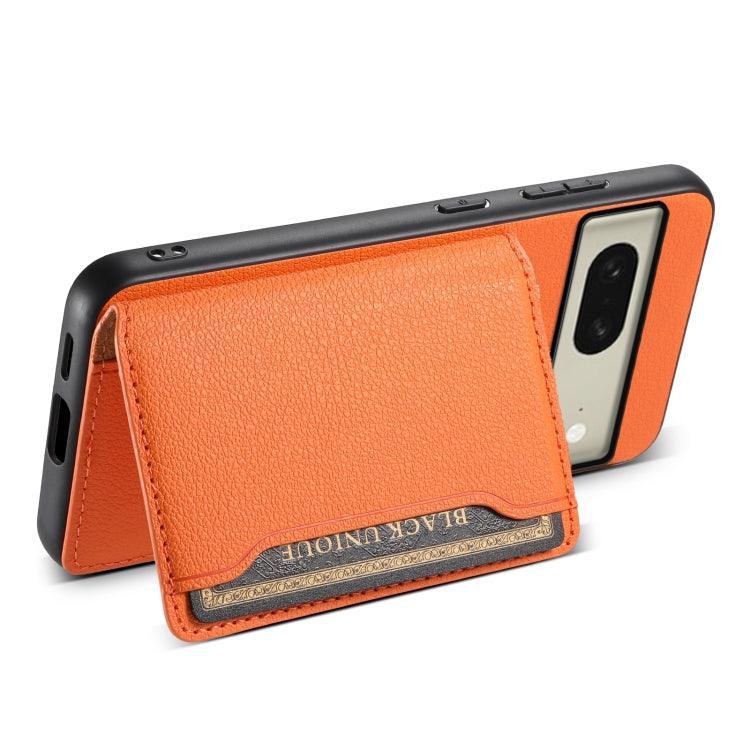 For Google Pixel 8 Calf Texture Card Bag Design Full Coverage Phone Case(Orange) - Google Cases by PMC TechLife | Online Shopping South Africa | PMC TechLife | Buy Now Pay Later Mobicred