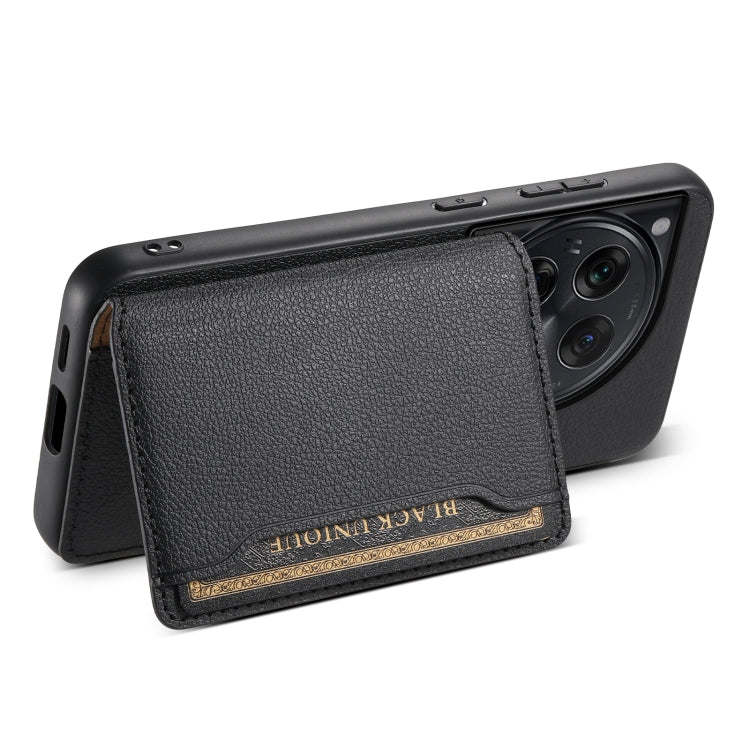 For OnePlus Ace 3 Calf Texture Card Bag Design Full Coverage Phone Case(Black) - OnePlus Cases by PMC TechLife | Online Shopping South Africa | PMC TechLife | Buy Now Pay Later Mobicred