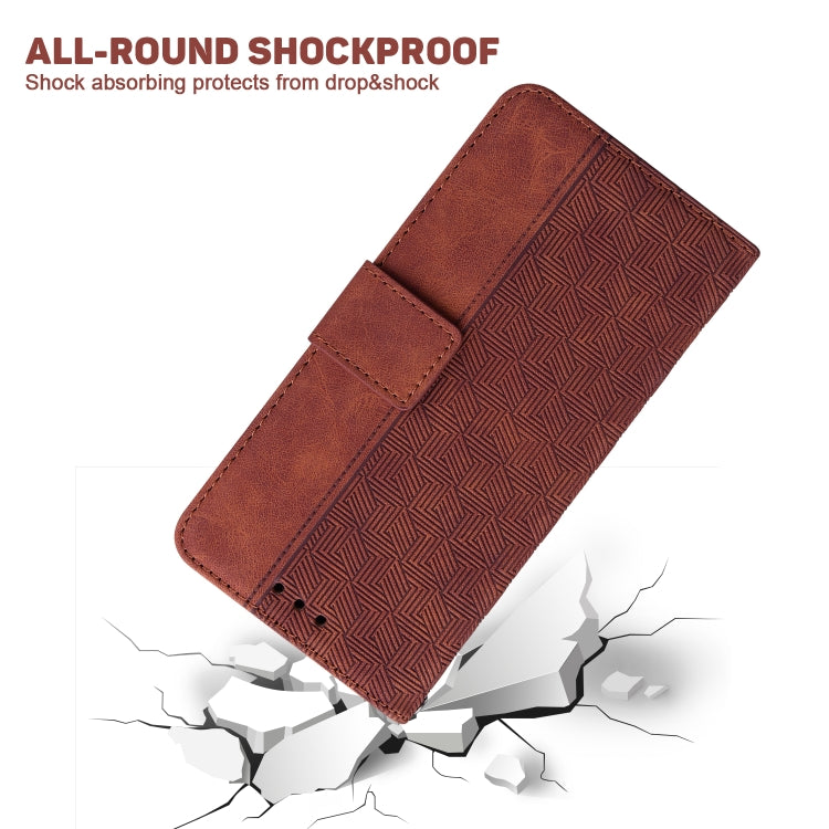 For Google Pixel 9 Geometric Embossed Leather Phone Case(Brown) - Google Cases by PMC TechLife | Online Shopping South Africa | PMC TechLife | Buy Now Pay Later Mobicred