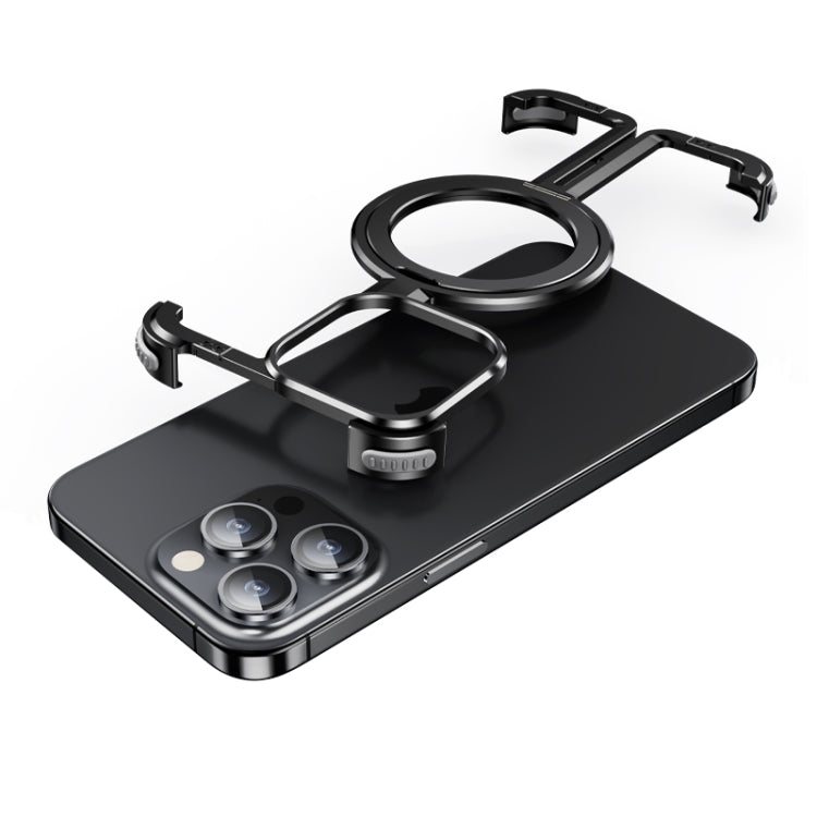For iPhone 14 Pro Max MagSafe Magnetic Frameless Holder Phone Case(Black) - iPhone 14 Pro Max Cases by PMC TechLife | Online Shopping South Africa | PMC TechLife
