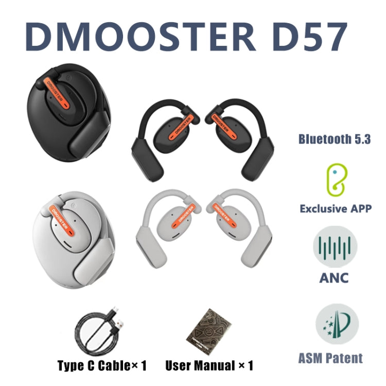 D MOOSTER D57 OWS Ear-Mounted ENC Bluetooth Earphones(Grey) - Bluetooth Earphone by D MOOSTER | Online Shopping South Africa | PMC Jewellery | Buy Now Pay Later Mobicred