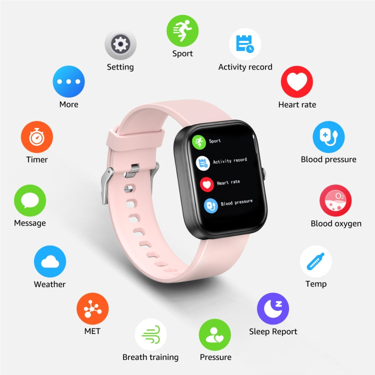 GTS5 2.0 inch Fitness Health Smart Watch, BT Call / Heart Rate / Blood Pressure / MET / Blood Glucose(Pink) - Smart Wristbands by PMC Jewellery | Online Shopping South Africa | PMC Jewellery