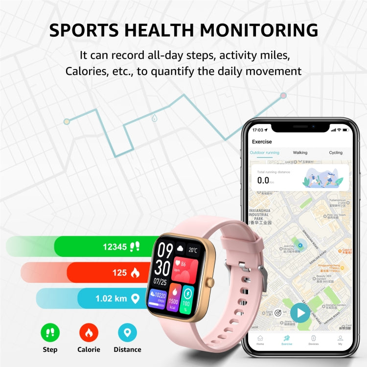 GTS5 2.0 inch Fitness Health Smart Watch, BT Call / Heart Rate / Blood Pressure / MET / Blood Glucose(Rose Gold) - Smart Wristbands by PMC Jewellery | Online Shopping South Africa | PMC Jewellery