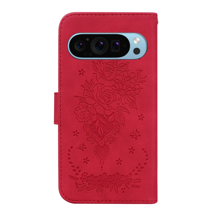 For Google Pixel 9 Pro Butterfly Rose Embossed Leather Phone Case(Red) - free shipping - PMC TechLife - Order now!