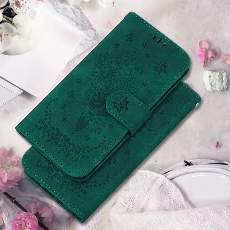 For Google Pixel 9 Butterfly Rose Embossed Leather Phone Case(Green) - Google Cases by PMC TechLife | Online Shopping South Africa | PMC TechLife | Buy Now Pay Later Mobicred