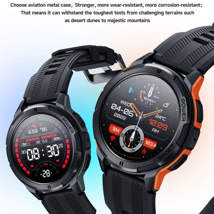 LEMFO C25 1.43 inch HD Round Screen Outdoor Smart Watch Supports Blood Oxygen Detection/Sedentary Reminder(Black Orange) - Smart Watches by LEMFO | Online Shopping South Africa | PMC Jewellery