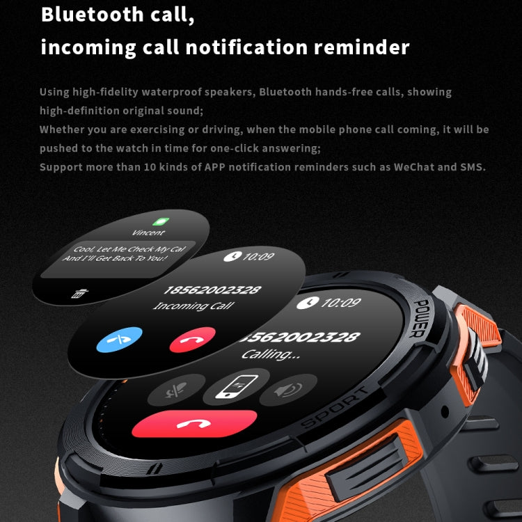 LEMFO C25 1.43 inch HD Round Screen Outdoor Smart Watch Supports Blood Oxygen Detection/Sedentary Reminder(Black Orange) - Smart Watches by LEMFO | Online Shopping South Africa | PMC Jewellery