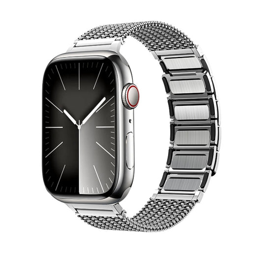 For Apple Watch SE 2023 44mm Magnetic Clasp Braided Chain Stainless Steel Watch Band(Silver) - Watch Bands by PMC Jewellery | Online Shopping South Africa | PMC Jewellery