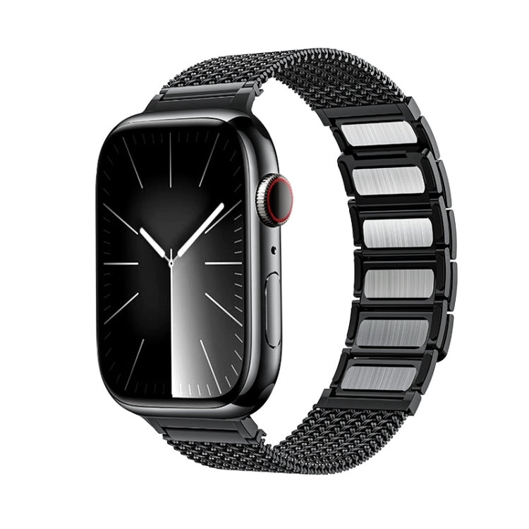 For Apple Watch SE 2023 44mm Magnetic Clasp Braided Chain Stainless Steel Watch Band(Black) - Watch Bands by PMC Jewellery | Online Shopping South Africa | PMC Jewellery