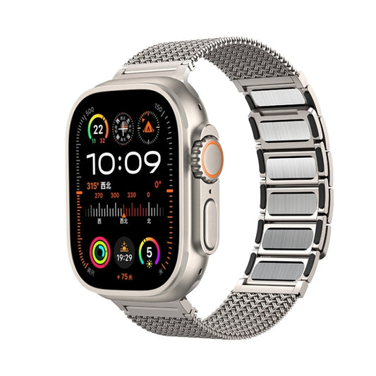 For Apple Watch SE 2023 40mm Magnetic Clasp Braided Chain Stainless Steel Watch Band(Frosted Gold) - Watch Bands by PMC Jewellery | Online Shopping South Africa | PMC Jewellery