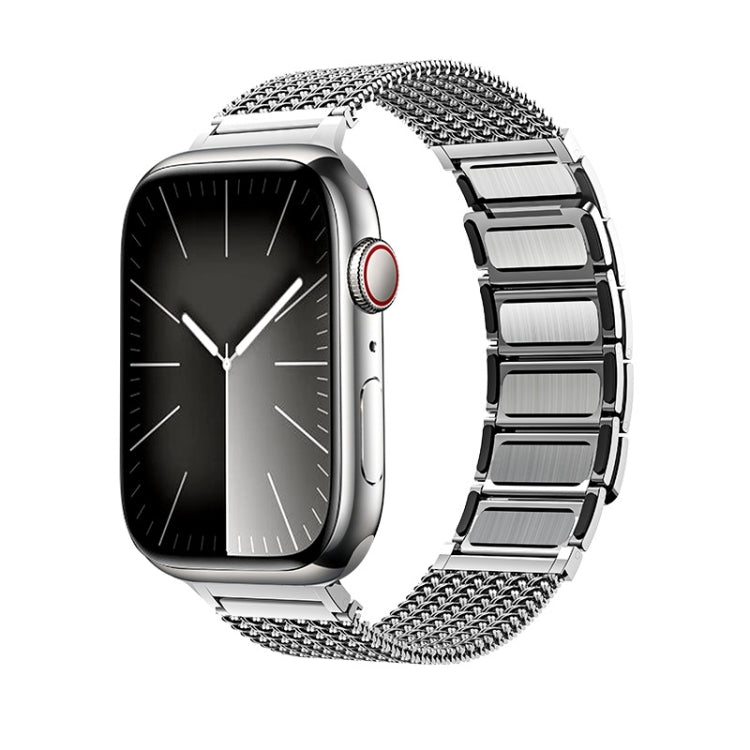 For Apple Watch Ultra 2 49mm Magnetic Clasp Braided Chain Stainless Steel Watch Band(Silver) - Watch Bands by PMC Jewellery | Online Shopping South Africa | PMC Jewellery