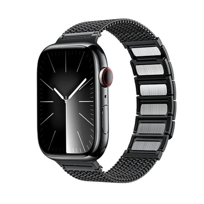 For Apple Watch Ultra 2 49mm Magnetic Clasp Braided Chain Stainless Steel Watch Band(Black) - Watch Bands by PMC Jewellery | Online Shopping South Africa | PMC Jewellery