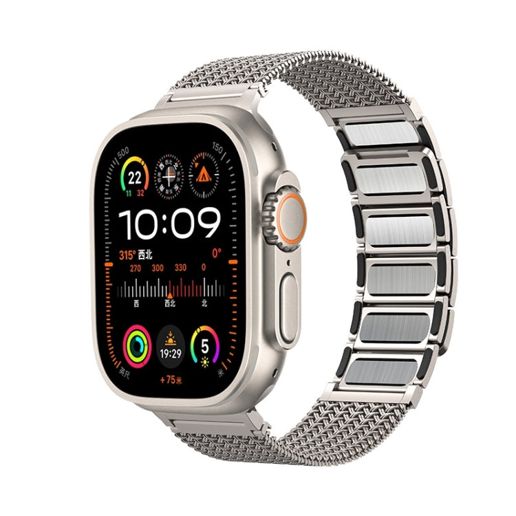 For Apple Watch Series 4 44mm Magnetic Clasp Braided Chain Stainless Steel Watch Band(Frosted Gold) - Watch Bands by PMC Jewellery | Online Shopping South Africa | PMC Jewellery