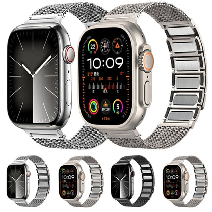 For Apple Watch Series 3 42mm Magnetic Clasp Braided Chain Stainless Steel Watch Band(Silver) - Watch Bands by PMC Jewellery | Online Shopping South Africa | PMC Jewellery