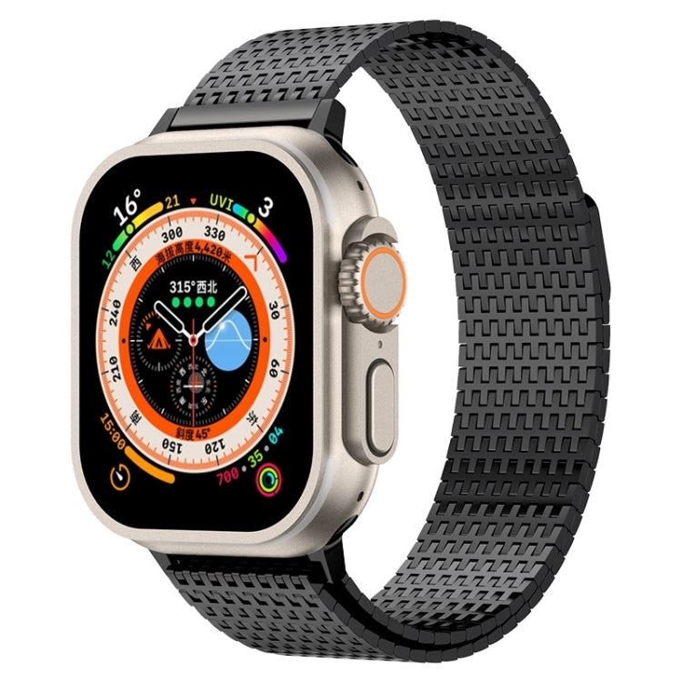 For Apple Watch Series 8 45mm Milanese Loop Magnetic Clasp Stainless Steel Watch Band(Black) - Watch Bands by PMC Jewellery | Online Shopping South Africa | PMC Jewellery