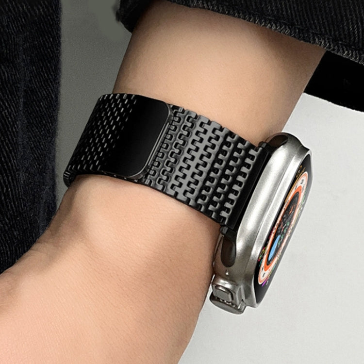 For Apple Watch SE 44mm Milanese Loop Magnetic Clasp Stainless Steel Watch Band(Black) - Watch Bands by PMC Jewellery | Online Shopping South Africa | PMC Jewellery