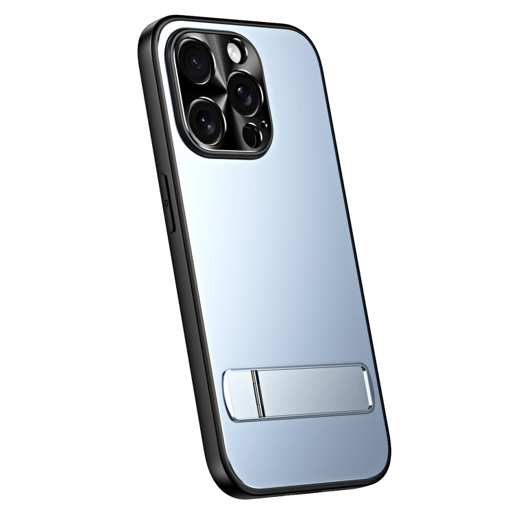 For iPhone 13 Pro R-JUST RJ-61 Electroplating Frosted TPU + PC Phone Case with Holder(Blue) - iPhone 13 Pro Cases by R-JUST | Online Shopping South Africa | PMC TechLife | Buy Now Pay Later Mobicred