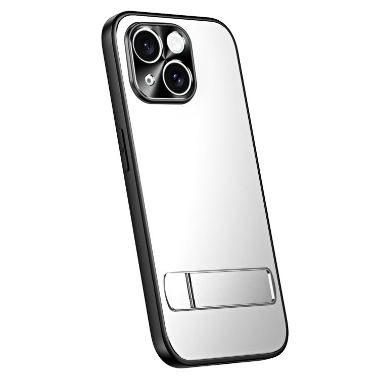 For iPhone 13 R-JUST RJ-61 Electroplating Frosted TPU + PC Phone Case with Holder(Silver) - iPhone 13 Cases by R-JUST | Online Shopping South Africa | PMC TechLife