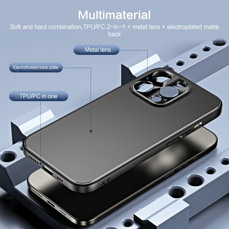 For iPhone 15 Plus R-JUST RJ-61 Electroplating Frosted TPU + PC Phone Case with Holder(Grey) - iPhone 15 Plus Cases by R-JUST | Online Shopping South Africa | PMC TechLife