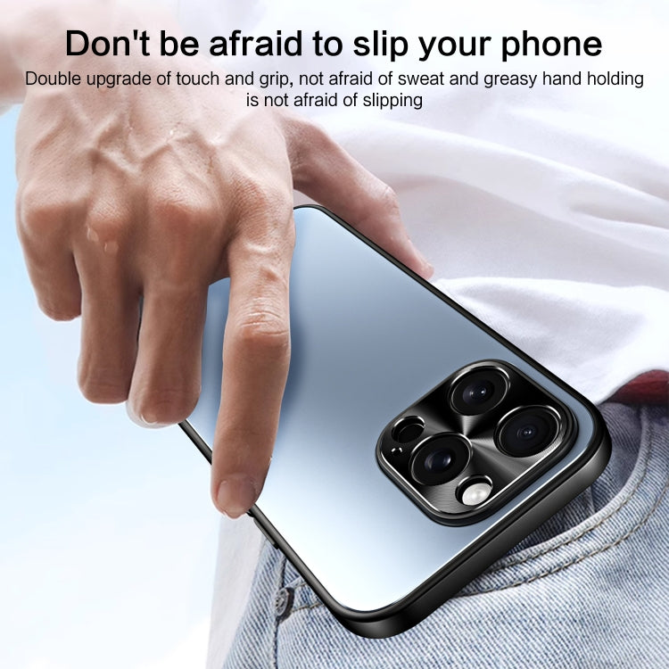 For iPhone 14 Plus R-JUST RJ-61 Electroplating Frosted TPU + PC Phone Case with Holder(Blue) - iPhone 14 Plus Cases by R-JUST | Online Shopping South Africa | PMC TechLife