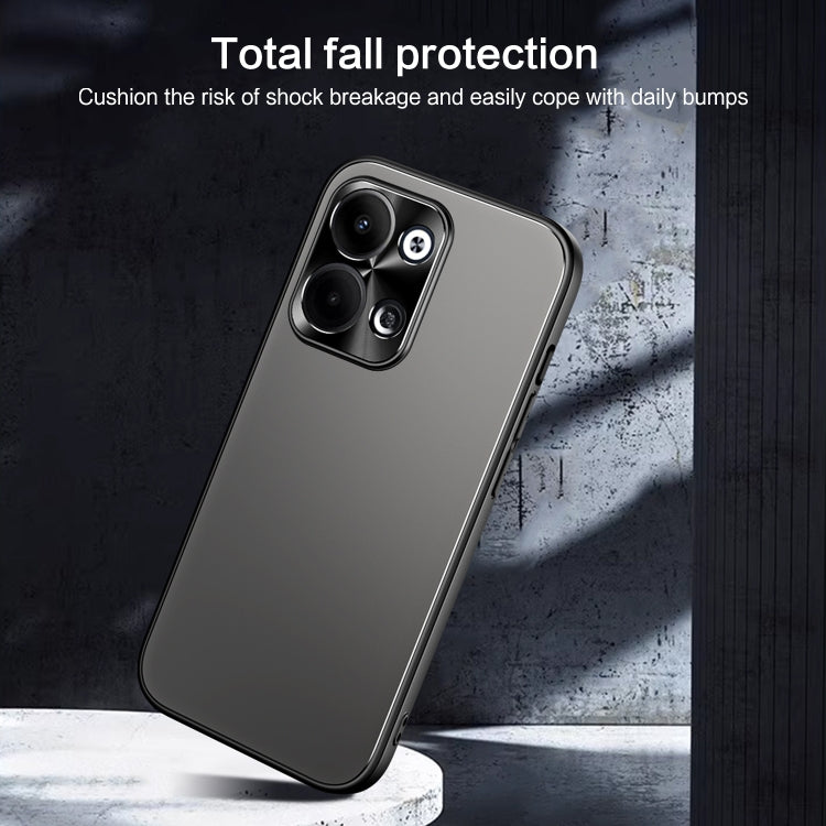 For OPPO Reno9 Pro+ R-JUST RJ-61 Electroplating Frosted TPU + PC Phone Case(Grey) - OPPO Cases by R-JUST | Online Shopping South Africa | PMC TechLife | Buy Now Pay Later Mobicred