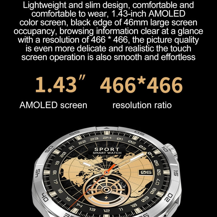 LEMFO HK4 1.43 inch AMOLED Round Screen Smart Watch Supports Bluetooth Calls(Silver) - Smart Watches by LEMFO | Online Shopping South Africa | PMC Jewellery | Buy Now Pay Later Mobicred