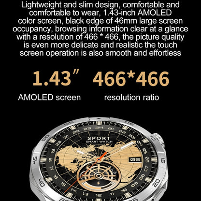 LEMFO HK4 1.43 inch AMOLED Round Screen Smart Watch Supports Bluetooth Calls(Silver) - Smart Watches by LEMFO | Online Shopping South Africa | PMC Jewellery | Buy Now Pay Later Mobicred