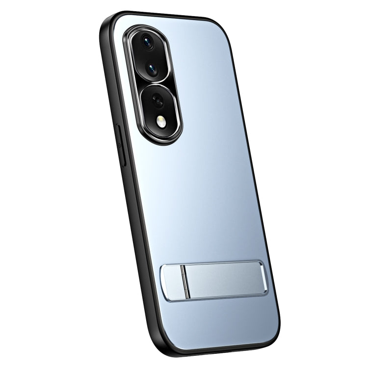 For Honor 80 R-JUST RJ-61 Electroplating Frosted TPU + PC Phone Case with Holder(Blue) - Honor Cases by R-JUST | Online Shopping South Africa | PMC TechLife | Buy Now Pay Later Mobicred