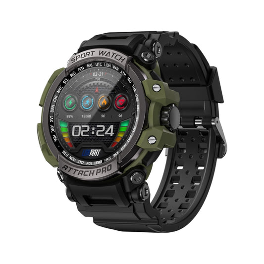 LOKMAT ATTACK 2 Pro 1.39 inch BT5.1 Smart Sport Watch, Support Bluetooth Call / Sleep / Heart Rate / Blood Pressure Health Monitor(Black Green) - Smart Watches by Lokmat | Online Shopping South Africa | PMC Jewellery