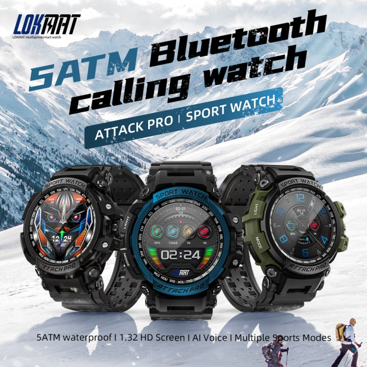 LOKMAT ATTACK Pro 1.32 inch BT5.1 Smart Sport Watch, Support Bluetooth Call / Sleep / Blood Oxygen / Heart Rate / Blood Pressure Health Monitor(Black) - Smart Watches by Lokmat | Online Shopping South Africa | PMC Jewellery | Buy Now Pay Later Mobicred