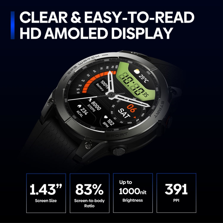 Zeblaze Stratos 3 Pro 1.43 inch AMOLED Screen Sports Smart Watch Support Bluetooth Call(Blue) - Smart Watches by Zeblaze | Online Shopping South Africa | PMC Jewellery | Buy Now Pay Later Mobicred