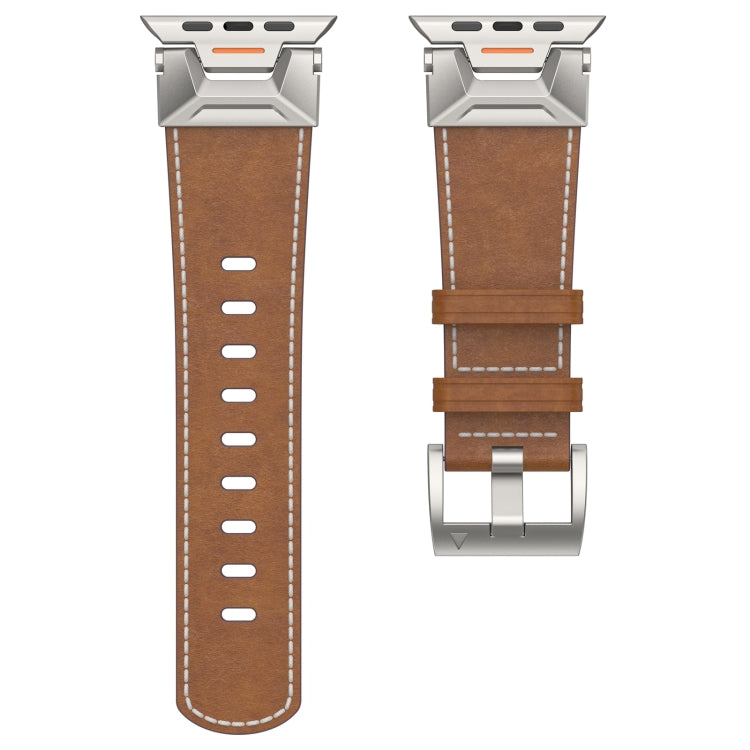 For Apple Watch SE 2022 44mm Mecha Style Leather Watch Band(Dark Brown) - Watch Bands by PMC Jewellery | Online Shopping South Africa | PMC Jewellery