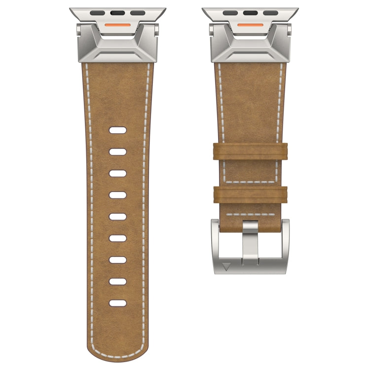 For Apple Watch Series 5 44mm Mecha Style Leather Watch Band(Light Brown) - Watch Bands by PMC Jewellery | Online Shopping South Africa | PMC Jewellery