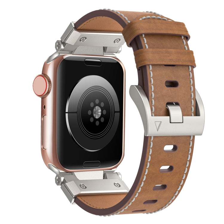 For Apple Watch Series 4 44mm Mecha Style Leather Watch Band(Dark Brown) - Watch Bands by PMC TechLife | Online Shopping South Africa | PMC TechLife