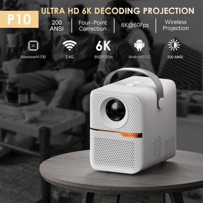 GXMO P10 Android 10 OS HD Portable WiFi Projector, Plug Type:UK Plug(White) - Mini Projector by GXMO | Online Shopping South Africa | PMC Jewellery | Buy Now Pay Later Mobicred