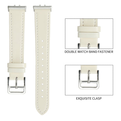 For Samsung Galaxy Fit 3 Sewing Thread Genuine Leather Watch Band(Grey) - Watch Bands by PMC Jewellery | Online Shopping South Africa | PMC Jewellery