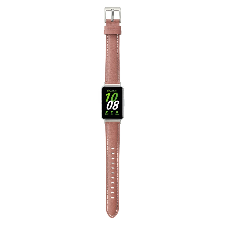 For Samsung Galaxy Fit 3 Pointed Tail Genuine Leather Watch Band(Dark Pink) - Watch Bands by PMC Jewellery | Online Shopping South Africa | PMC Jewellery