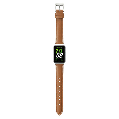 For Samsung Galaxy Fit 3 Pointed Tail Genuine Leather Watch Band(Yellow Brown) - Watch Bands by PMC Jewellery | Online Shopping South Africa | PMC Jewellery