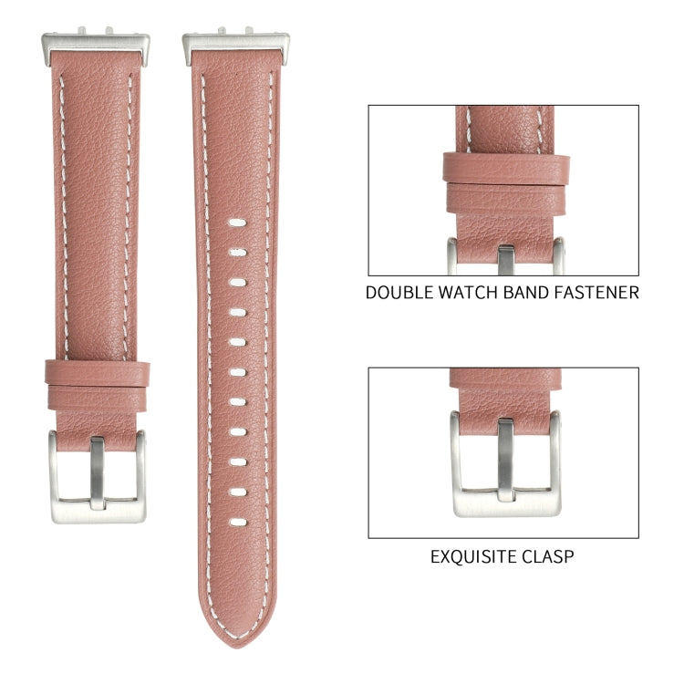 For Samsung Galaxy Fit 3 Pointed Tail Genuine Leather Watch Band(Dark Pink) - Watch Bands by PMC Jewellery | Online Shopping South Africa | PMC Jewellery