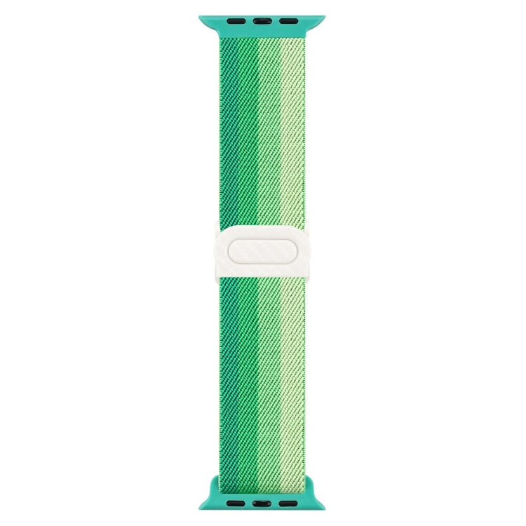 For Apple Watch SE 2022 40mm Carbon Fiber Texture Snap Buckle Nylon Watch Band(Gradient Green) - Watch Bands by PMC Jewellery | Online Shopping South Africa | PMC Jewellery