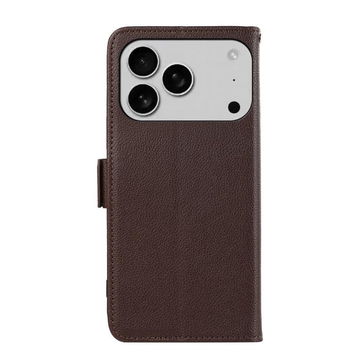 For iPhone 17 Pro ABEEL Side-Magnetic Litchi Pattern Leather RFID Phone Case(Brown) - free shipping - PMc TechLife - Order now!