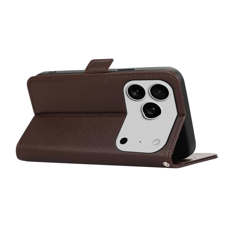 For iPhone 17 Pro ABEEL Side-Magnetic Litchi Pattern Leather RFID Phone Case(Brown) - free shipping - PMc TechLife - Order now!