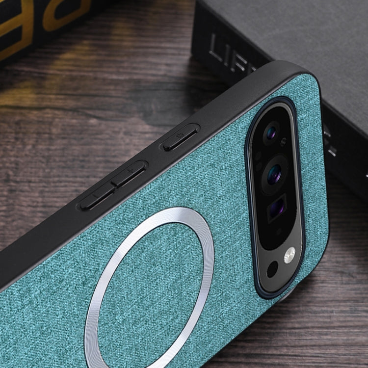 For Google Pixel 9 Pro CD Magnetic Ring Cloth Texture PU Phone Case(Green) - Google Cases by PMC TechLife | Online Shopping South Africa | PMC TechLife | Buy Now Pay Later Mobicred