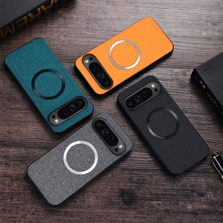 For Google Pixel 9 Pro CD Magnetic Ring Cloth Texture PU Phone Case(Blue) - Google Cases by PMC TechLife | Online Shopping South Africa | PMC TechLife | Buy Now Pay Later Mobicred