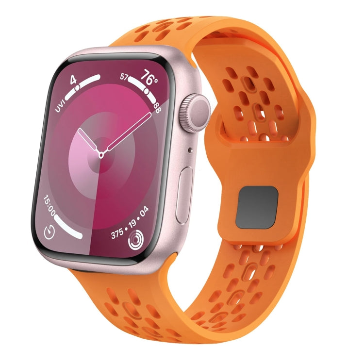 For Apple Watch SE 2023 44mm Oval Holes Fluororubber Watch Band(Orange) - Watch Bands by PMC Jewellery | Online Shopping South Africa | PMC Jewellery