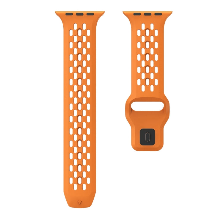 For Apple Watch SE 2023 44mm Oval Holes Fluororubber Watch Band(Orange) - Watch Bands by PMC Jewellery | Online Shopping South Africa | PMC Jewellery