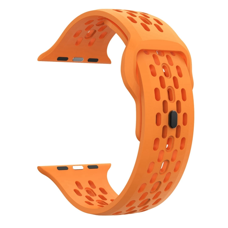 For Apple Watch SE 2023 44mm Oval Holes Fluororubber Watch Band(Orange) - Watch Bands by PMC Jewellery | Online Shopping South Africa | PMC Jewellery