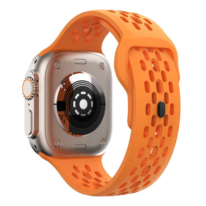 For Apple Watch SE 2023 44mm Oval Holes Fluororubber Watch Band(Orange) - Watch Bands by PMC Jewellery | Online Shopping South Africa | PMC Jewellery