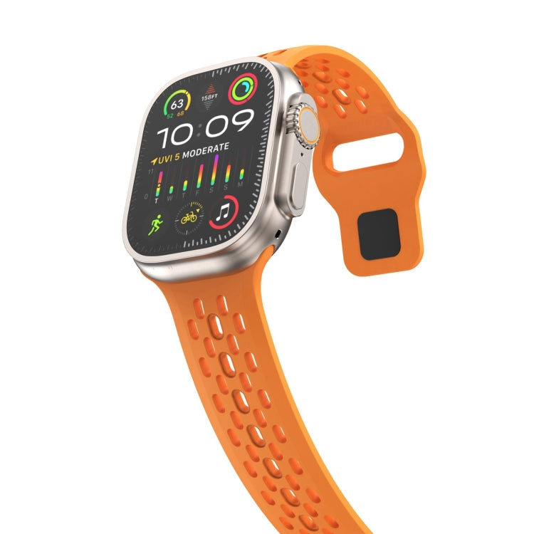 For Apple Watch SE 2023 44mm Oval Holes Fluororubber Watch Band(Orange) - Watch Bands by PMC Jewellery | Online Shopping South Africa | PMC Jewellery