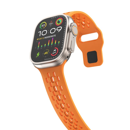 For Apple Watch SE 2023 44mm Oval Holes Fluororubber Watch Band(Orange) - Watch Bands by PMC Jewellery | Online Shopping South Africa | PMC Jewellery